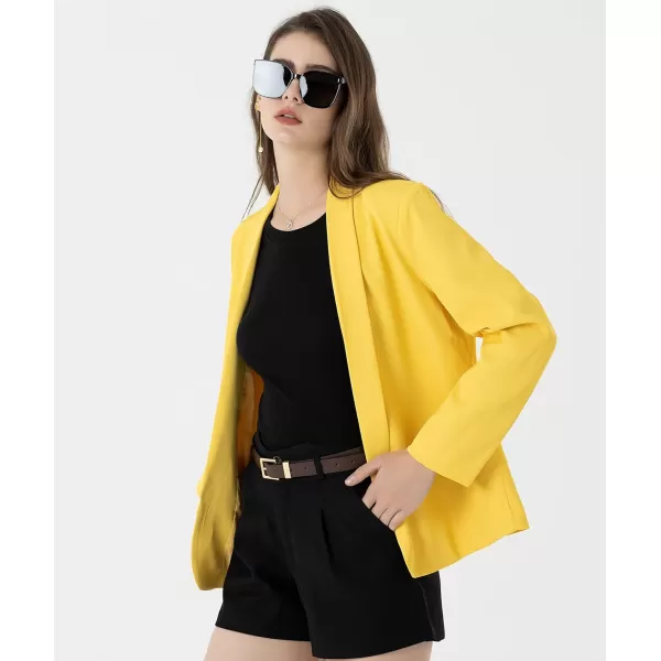 Beninos Womens Casual Long Sleeve Blazer Jackets with No ButtonYellow
