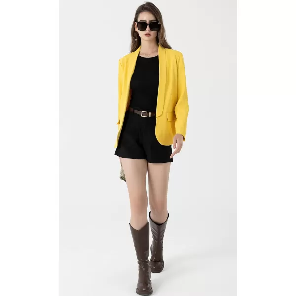 Beninos Womens Casual Long Sleeve Blazer Jackets with No ButtonYellow