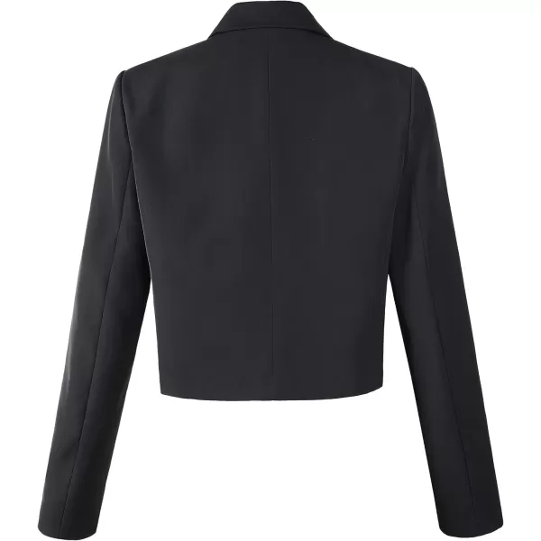 Beninos Womens Double Breasted Crop Blazer JacketsBlack