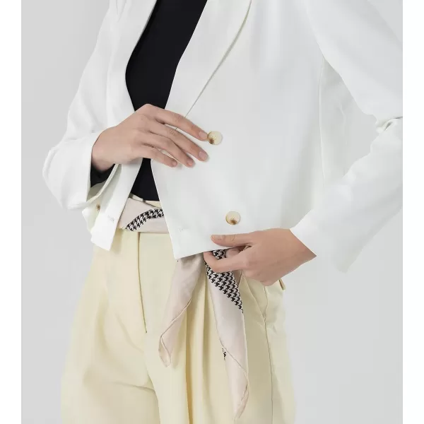 Beninos Womens Double Breasted Crop Blazer JacketsWhite