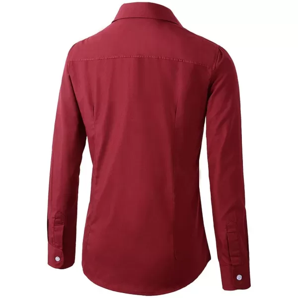 Beninos Womens Formal Work Wear White Simple ShirtBurgundy