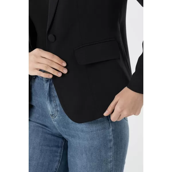 Beninos Womens One Button Blazer Lightweight Office Work Suit Jacket918 Black