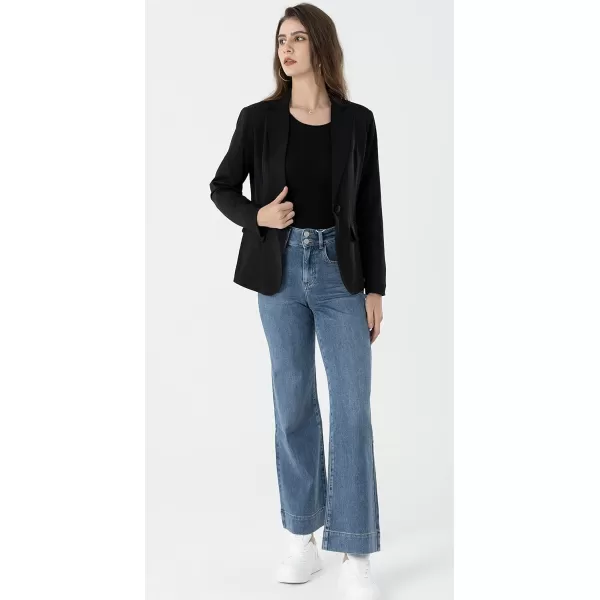 Beninos Womens One Button Blazer Lightweight Office Work Suit Jacket918 Black