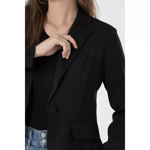 Beninos Womens One Button Blazer Lightweight Office Work Suit Jacket918 Black