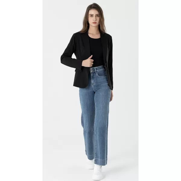 Beninos Womens One Button Blazer Lightweight Office Work Suit Jacket918 Black
