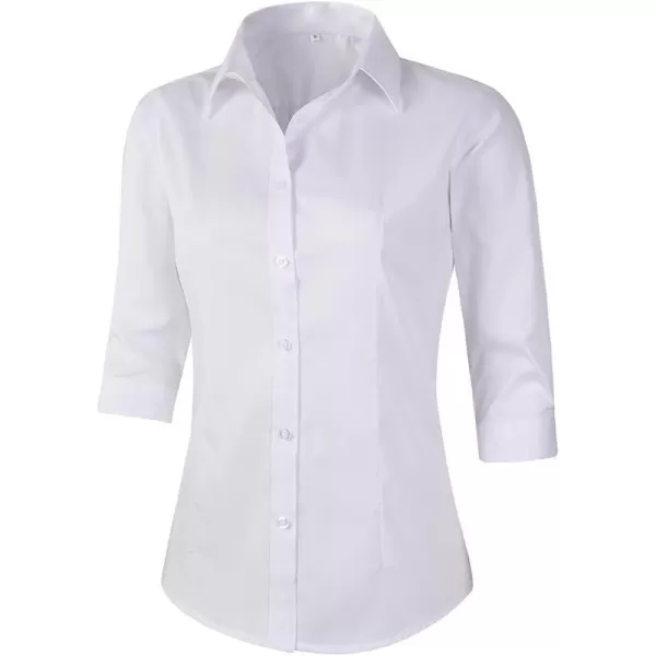 Beninos Womens 34 Sleeve Formal Work Wear White Button Down ShirtWhite