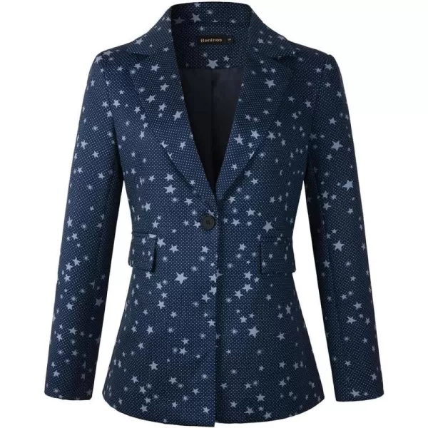 Beninos Womens Blazers Casual One Button Blazer JacketNavy