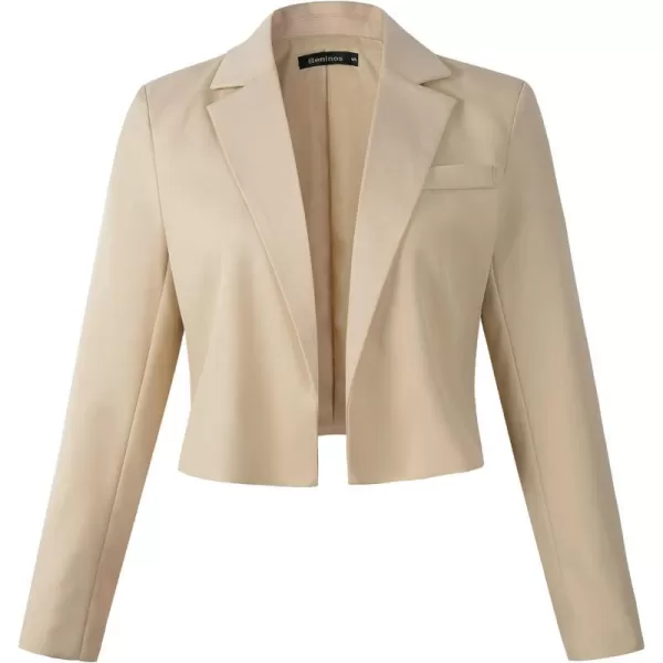 Beninos Womens Casual Blazers Open Front Crop Blazer JacketKhaki