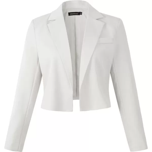 Beninos Womens Casual Blazers Open Front Crop Blazer JacketWhite