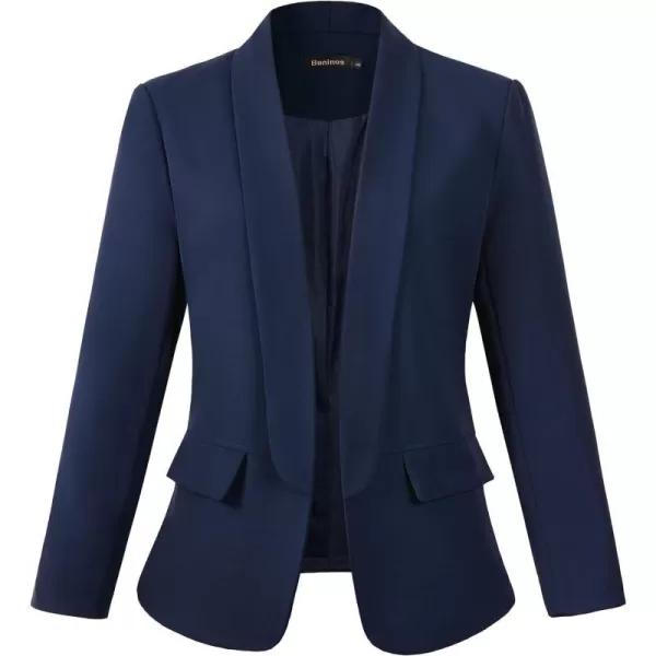 Beninos Womens Casual Long Sleeve Blazer Jackets with No ButtonNavy
