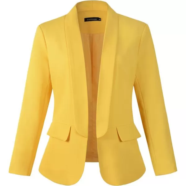 Beninos Womens Casual Long Sleeve Blazer Jackets with No ButtonYellow