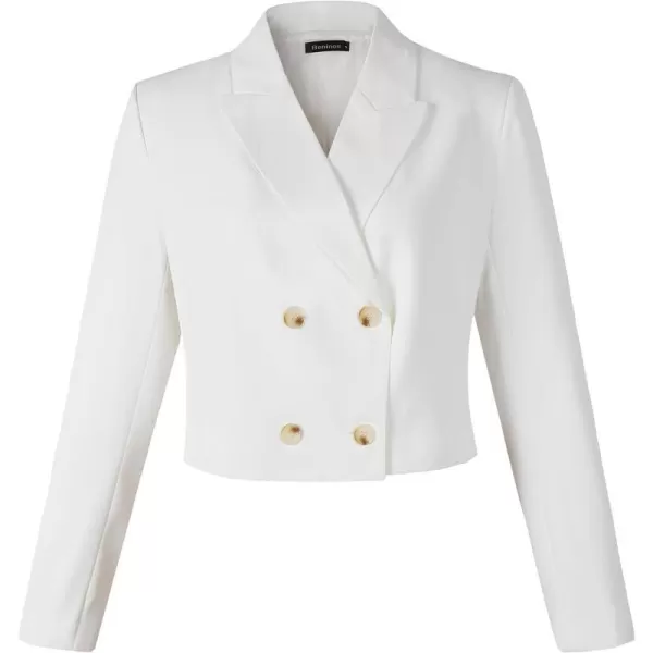 Beninos Womens Double Breasted Crop Blazer JacketsWhite