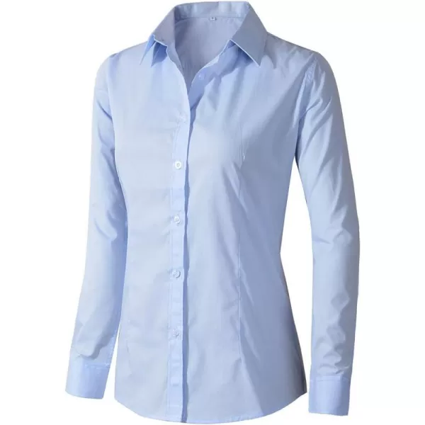 Beninos Womens Formal Work Wear White Simple ShirtLight Blue