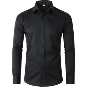 imageBeninos Mens Dress Shirts Casual Long Sleeve Button Down ShirtBlack