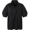 imageBeninos Dressy Casual Tops Business Work Blouses Short Sleeve White Collared V Neck TshirtBlack