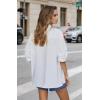 imageBeninos Dressy Casual Tops Business Work Blouses Short Sleeve White Collared V Neck TshirtWhite
