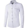 imageBeninos Mens Casual Long Sleeve Stretch Dress Shirt WrinkleFree Slim Fit Button Down ShirtsWhite