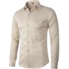 imageBeninos Mens Dress Shirts Solid Long Sleeve Texture Formal Shirt Business Casual Button Down ShirtsKhaki No Texture