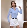 imageBeninos Womens White Button Down Shirts Elegant Office Dress Shirt BlouseBlue