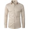 imageBeninos Mens Dress Shirts Solid Long Sleeve Texture Formal Shirt Business Casual Button Down ShirtsKhaki No Texture