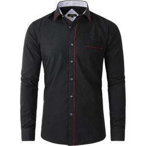 imageBeninos Mens Casual Long Sleeve Stretch Dress Shirt WrinkleFree Slim Fit Button Down ShirtsBlack