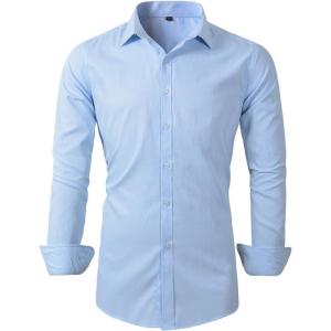 imageBeninos Mens Dress Shirts Solid Long Sleeve Texture Formal Shirt Business Casual Button Down ShirtsLight Blue
