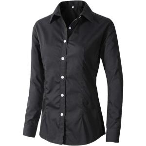 imageBeninos Womens Dress Shirts Long Sleeve Button Down Shirt Work WearBlack