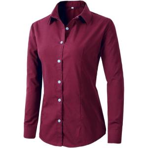 imageBeninos Womens Dress Shirts Long Sleeve Button Down Shirt Work WearBurgundy