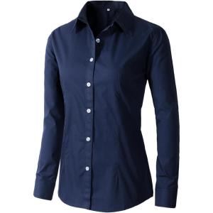 imageBeninos Womens Dress Shirts Long Sleeve Button Down Shirt Work WearNavy