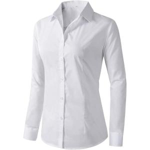 imageBeninos Womens Dress Shirts Long Sleeve Button Down Shirt Work WearWhite