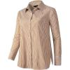 imageBeninos Striped Button Down Shirts for Women Dress Shirts Long Sleeve Casual Collared Office Work Shirt with PocketBrown