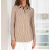 imageBeninos Striped Button Down Shirts for Women Dress Shirts Long Sleeve Casual Collared Office Work Shirt with PocketBrown
