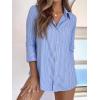 imageBeninos Striped Button Down Shirts for Women Dress Shirts Long Sleeve Casual Collared Office Work Shirt with PocketLight Blue