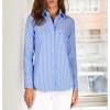 imageBeninos Striped Button Down Shirts for Women Dress Shirts Long Sleeve Casual Collared Office Work Shirt with PocketLight Blue