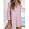 imageBeninos Striped Button Down Shirts for Women Dress Shirts Long Sleeve Casual Collared Office Work Shirt with PocketPink