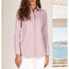 imageBeninos Striped Button Down Shirts for Women Dress Shirts Long Sleeve Casual Collared Office Work Shirt with PocketPink