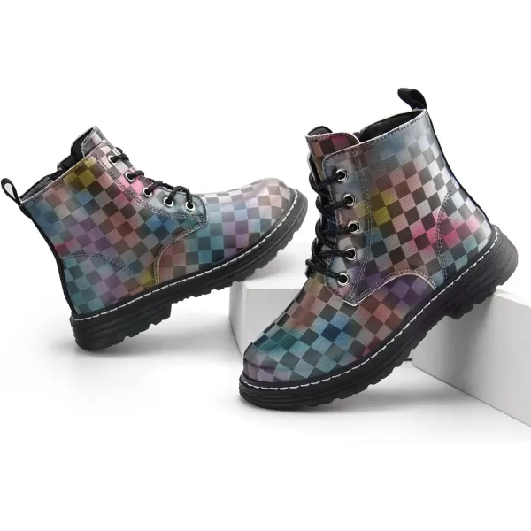 JABASIC Girls Boys Ankle Boots LaceUp Waterproof Work Boots with Side ZipperMulticolor