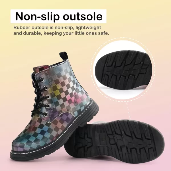 JABASIC Girls Boys Ankle Boots LaceUp Waterproof Work Boots with Side ZipperMulticolor