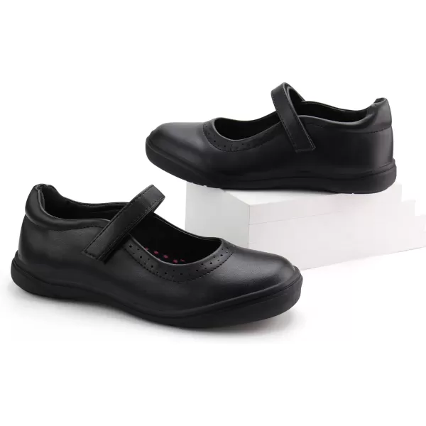 JABASIC Girls Mary Jane Flats School Uniform Dress ShoesBlack