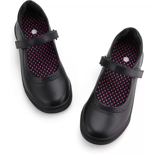 JABASIC Girls Mary Jane Flats School Uniform Dress ShoesBlack