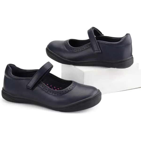 JABASIC Girls Mary Jane Flats School Uniform Dress ShoesNavy