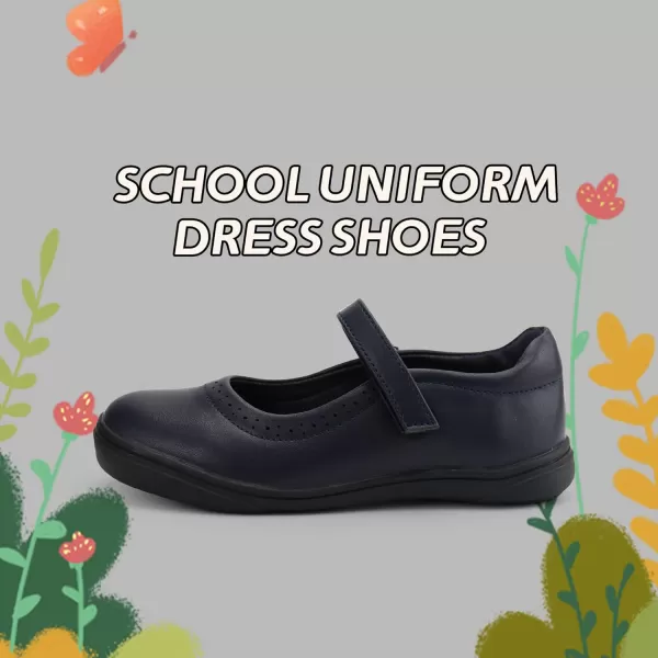 JABASIC Girls Mary Jane Flats School Uniform Dress ShoesNavy