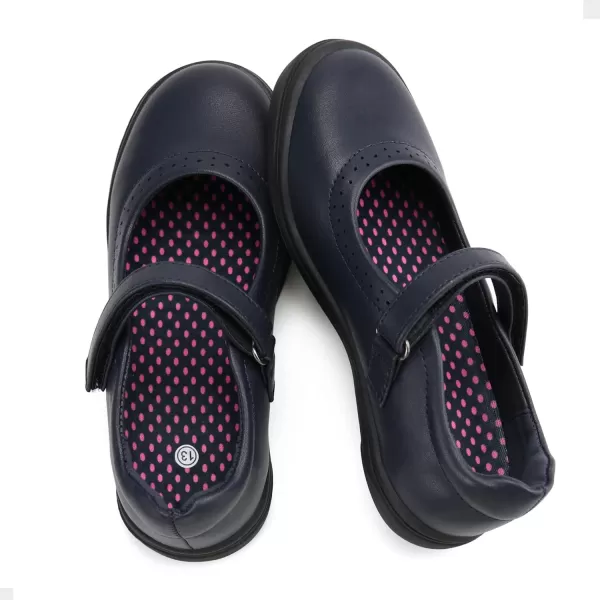 JABASIC Girls Mary Jane Flats School Uniform Dress ShoesNavy