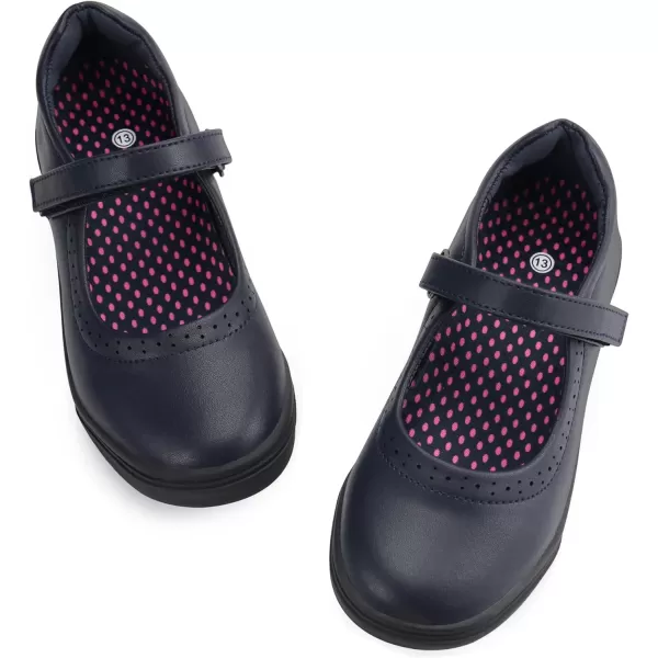 JABASIC Girls Mary Jane Flats School Uniform Dress ShoesNavy