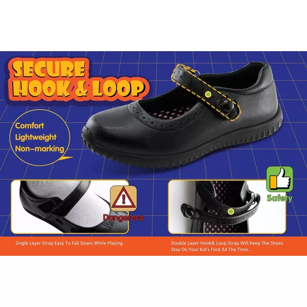 JABASIC Girls Mary Jane School Uniform ShoesBlack