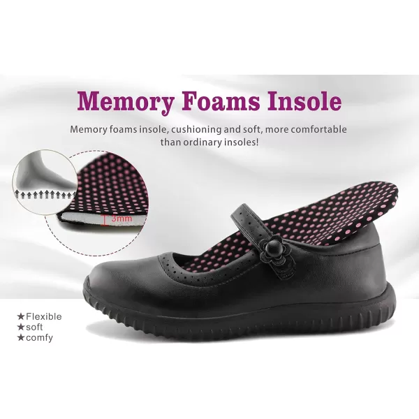 JABASIC Girls Mary Jane School Uniform ShoesBlack