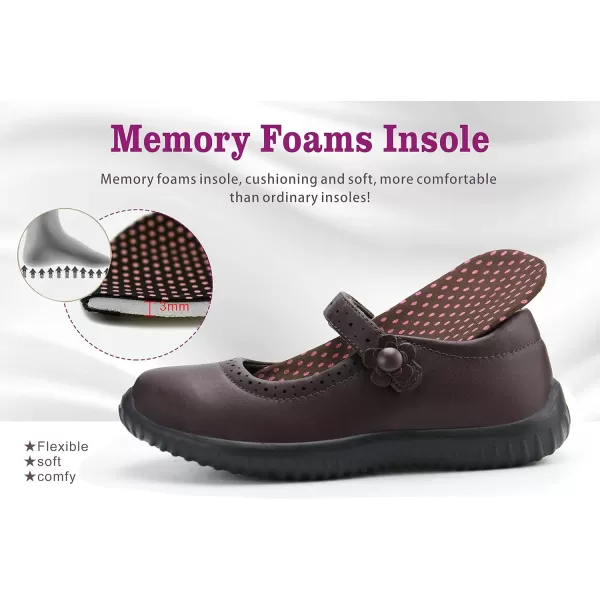 JABASIC Girls Mary Jane School Uniform ShoesBrown