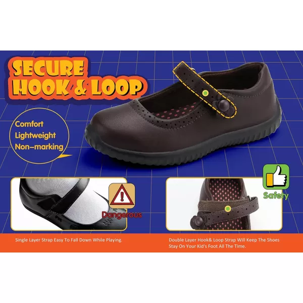 JABASIC Girls Mary Jane School Uniform ShoesBrown