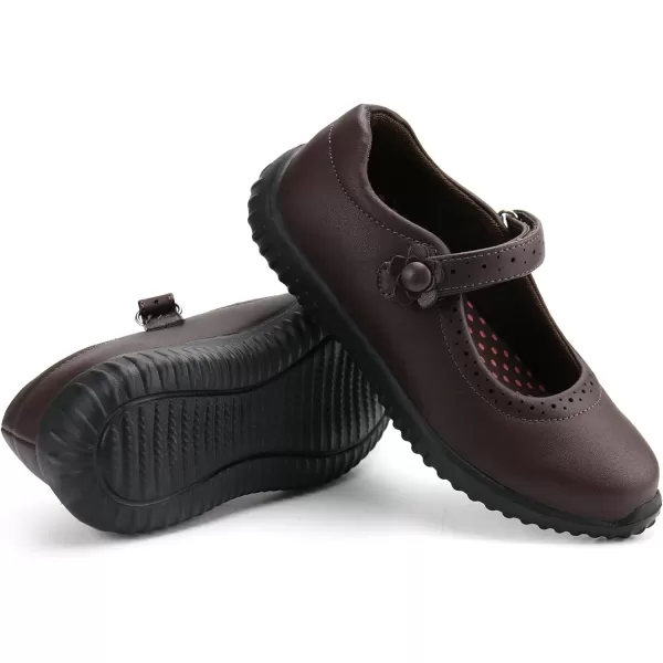 JABASIC Girls Mary Jane School Uniform ShoesBrown