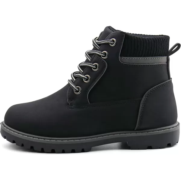 JABASIC Kids Ankle Boots Boys Girls LaceUp Outdoor Comfort Work BootsBlack